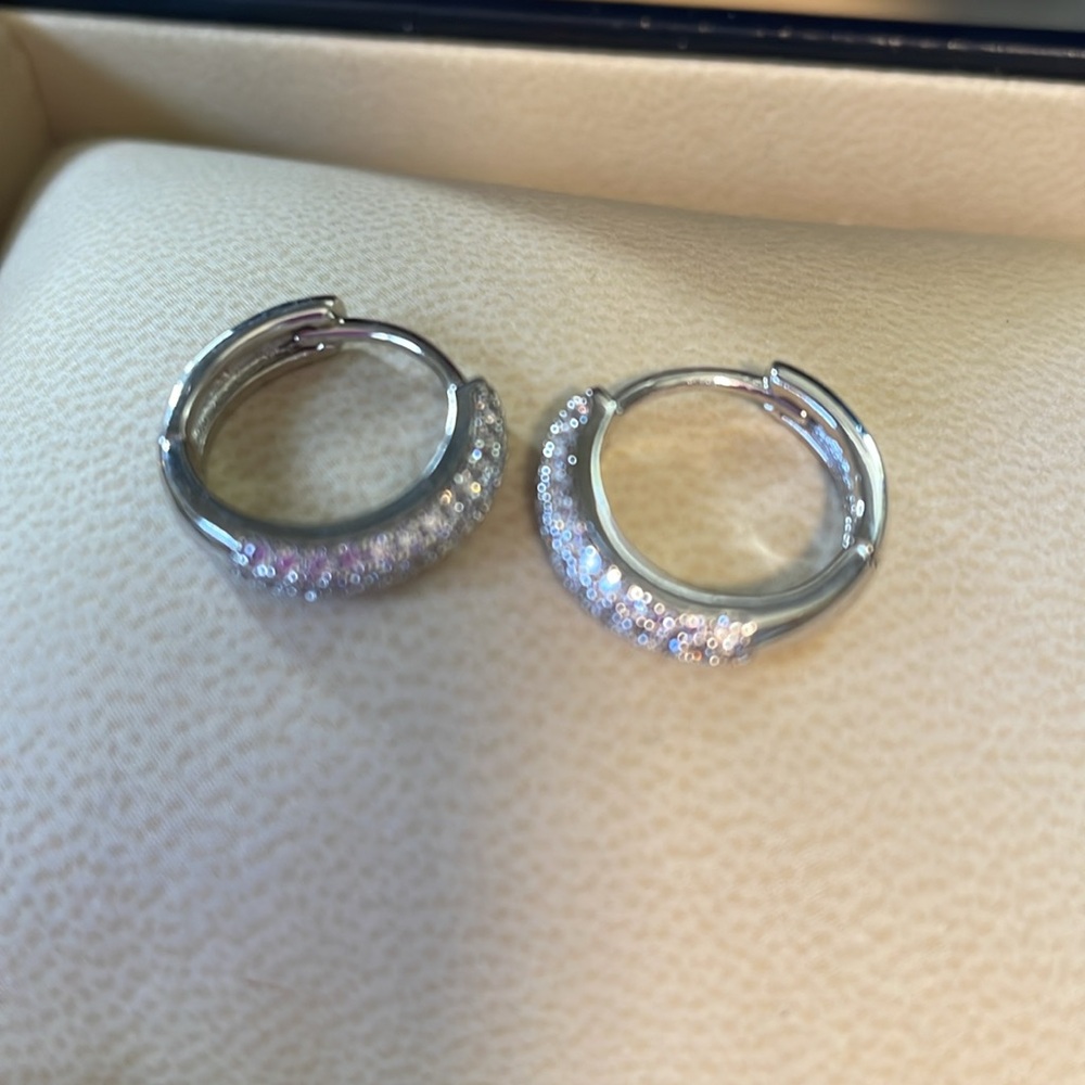 New Sterling Silver and pave cubic zirconia biggie earrings